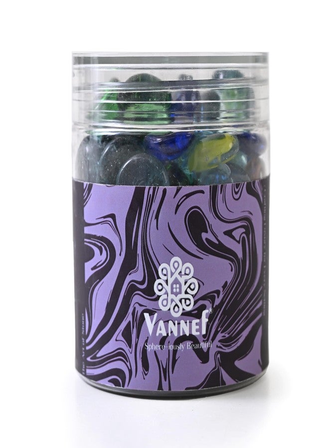 VANNEF حصى زجاجية فاخرة مزخرفة باللون الأزرق والأزرق الفيروزي والشفاف من VANNEF® لملء المزهريات وأحواض الأسماك وأصص النباتات والمنزل والحديقة والديكور الداخلي والخارجي (400 جم أزرق، أزرق فيروزي وشفاف) - Image 4